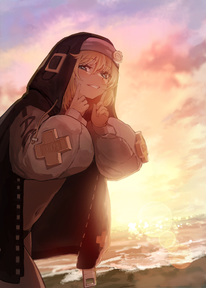 This is a pixiv picture whose title is BRIDGETと海行きたい.