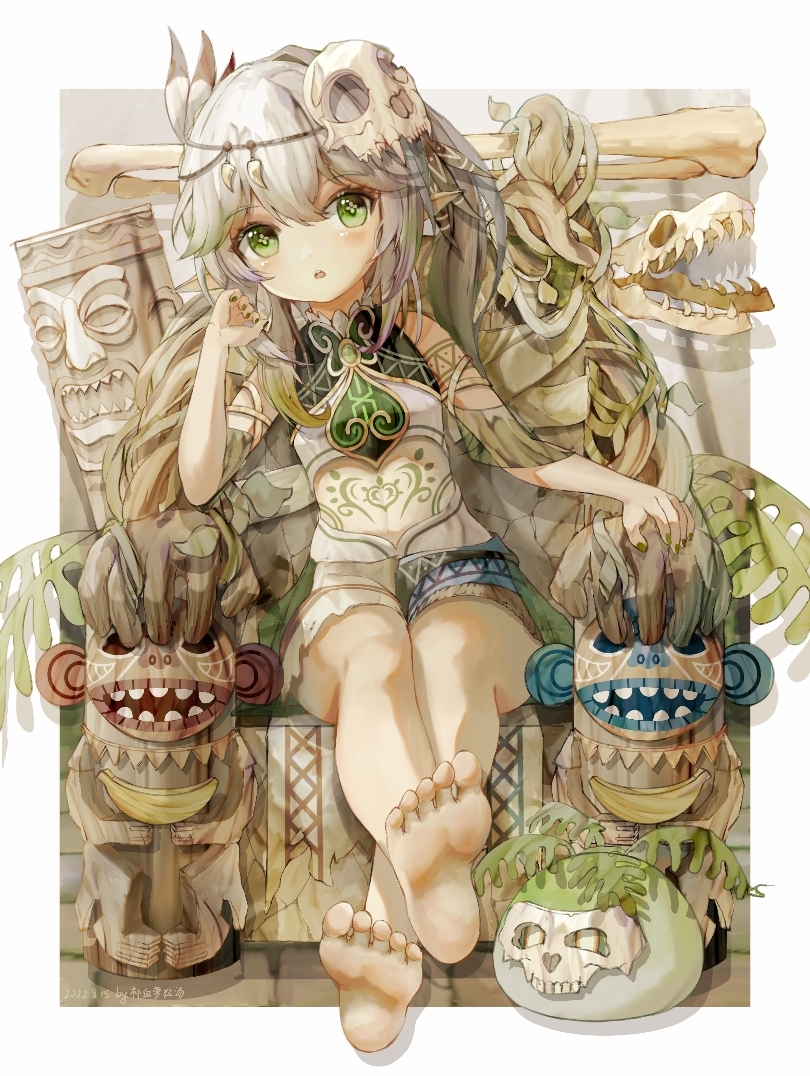 This is a pixiv picture whose title is 要帮纳西妲捏捏脚嘛？.