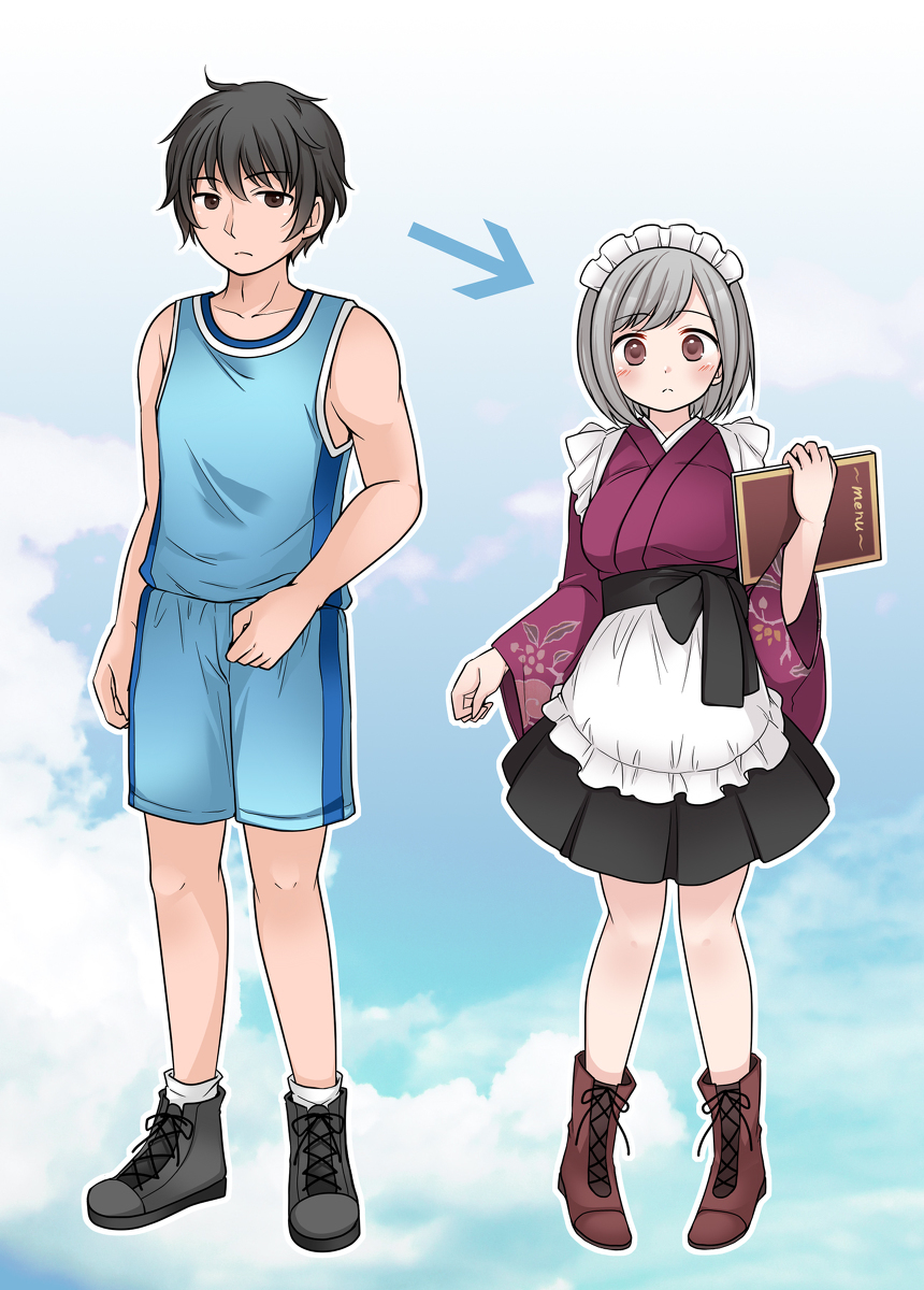 This is a pixiv picture whose title is 【pixivリクエスト】TSF小説のキャラクターイラスト.