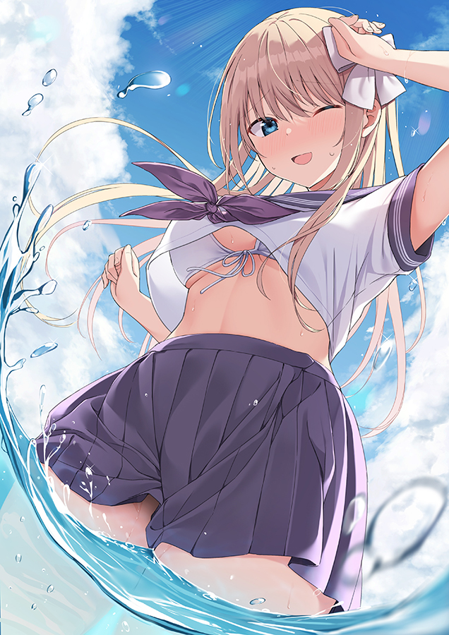 This is a pixiv picture whose title is リボン子ちゃんと海！！.