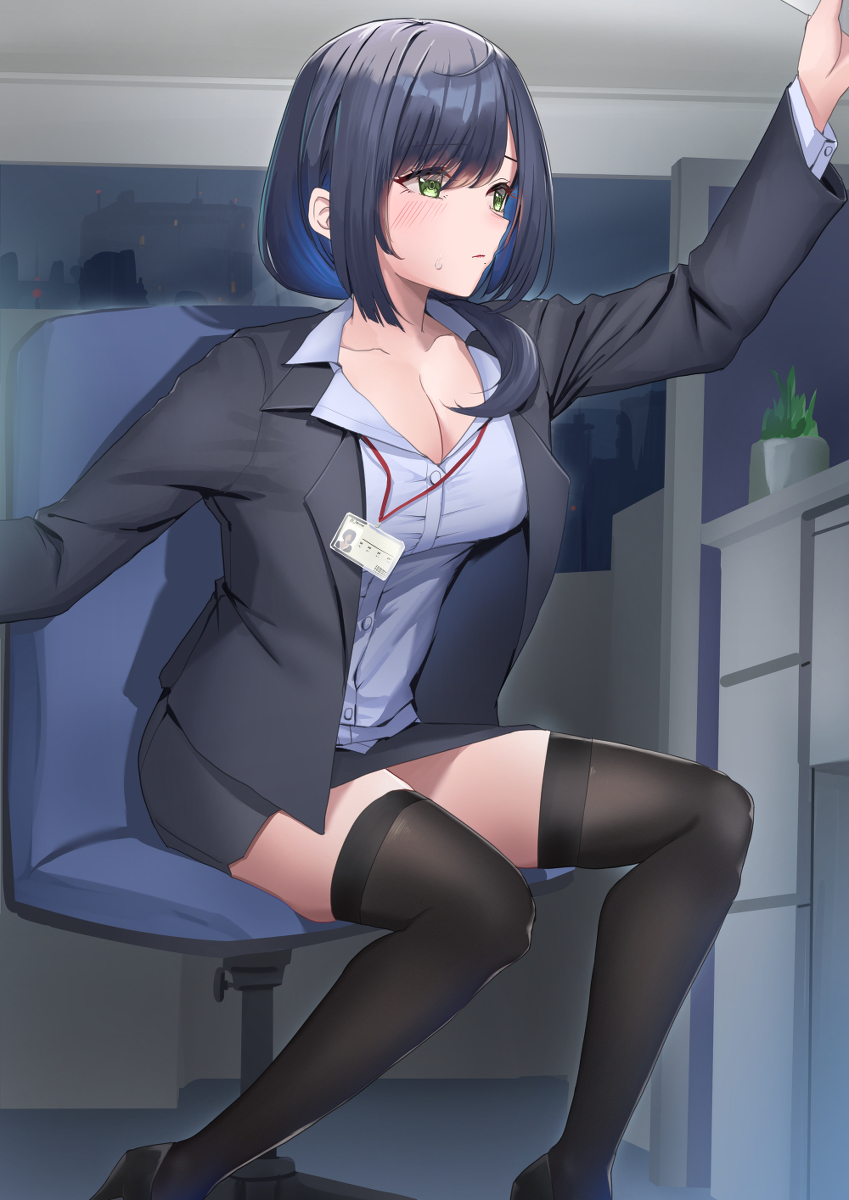 This is a pixiv picture whose title is 残業ばっかりのOL姉さん09.
