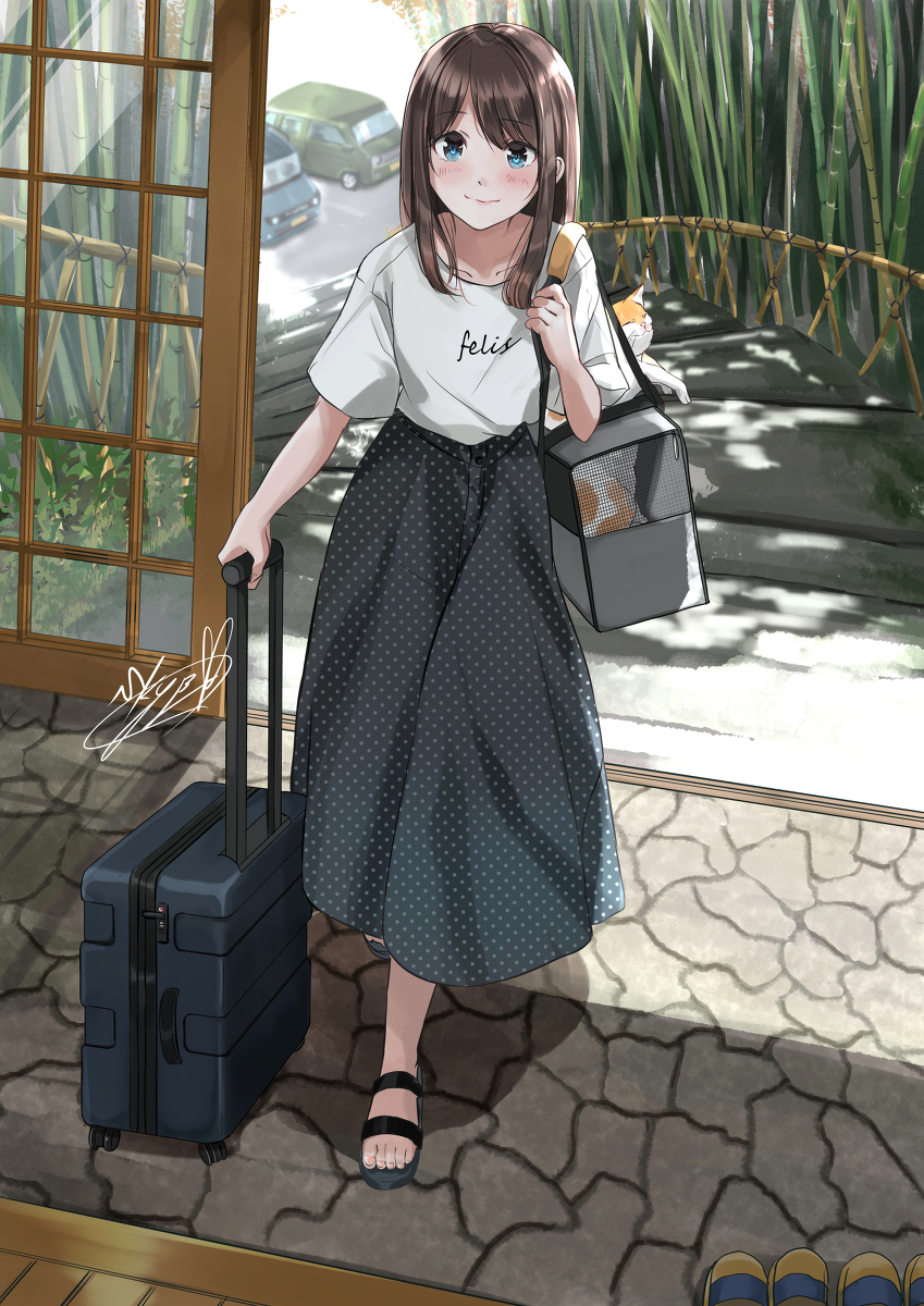 This is a pixiv picture whose title is 猫と泊まれる旅館へ①.