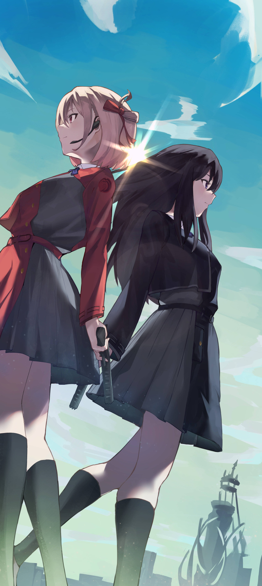 This is a pixiv picture whose title is Lycoris Recoil.