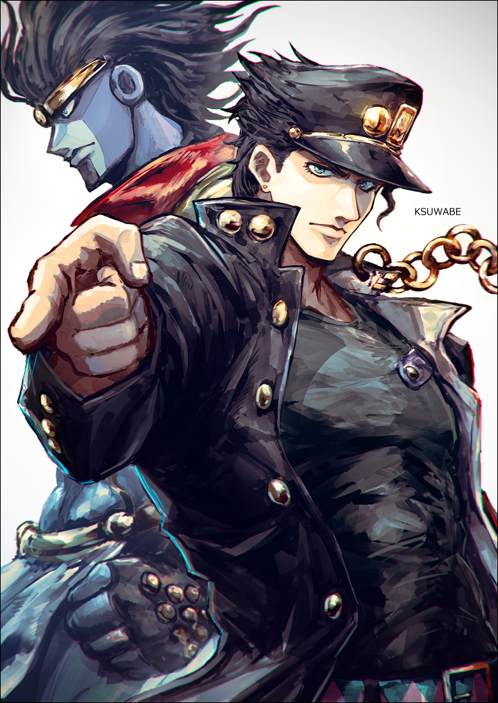 This is a pixiv picture whose title is 空条承太郎＆スタープラチナ.
