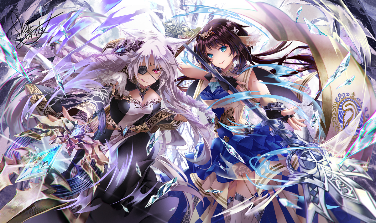 This is a pixiv picture whose title is 共闘<ラストクロニクル　インフィニティ>.