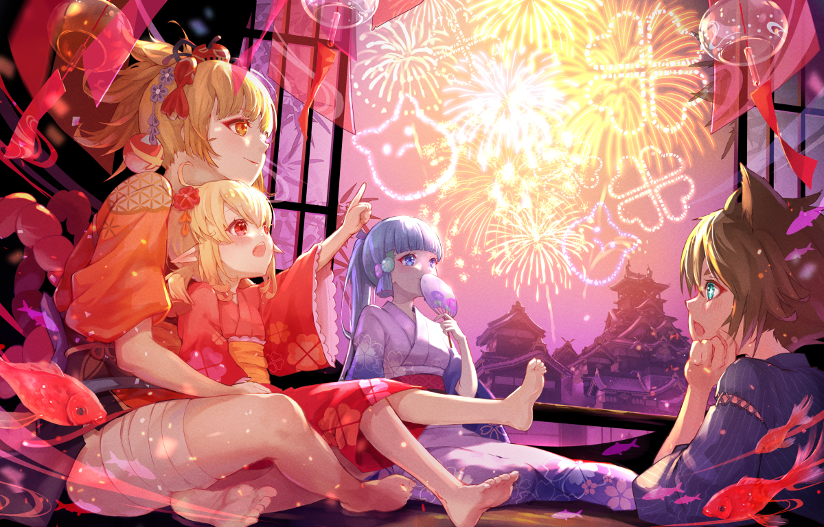 This is a pixiv picture whose title is 稲妻の夏夜.