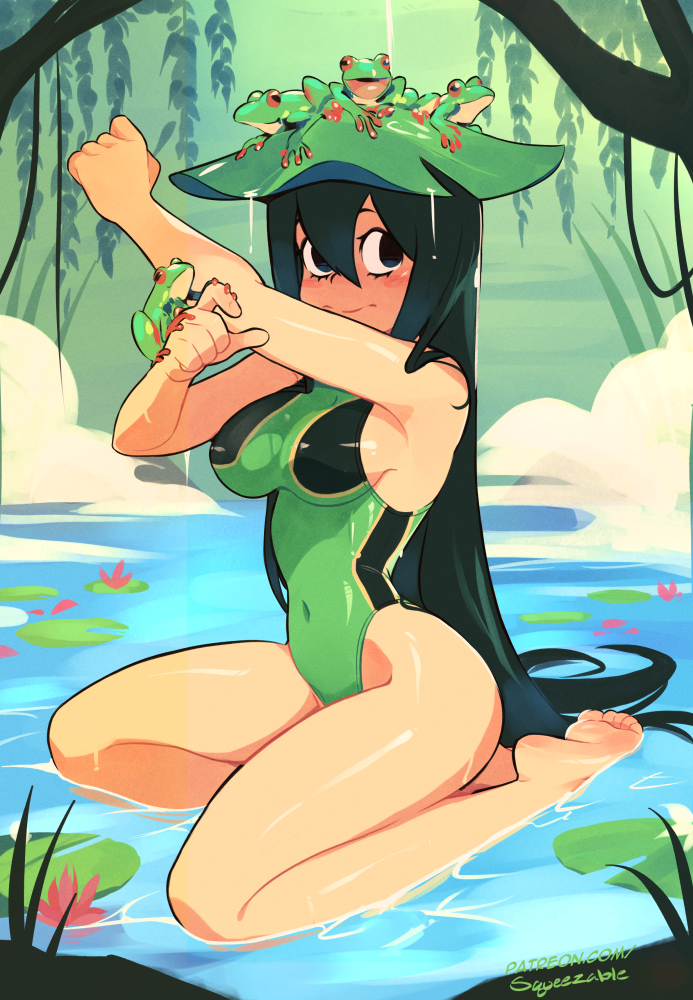 This is a pixiv picture whose title is Tsuyu Bathing.