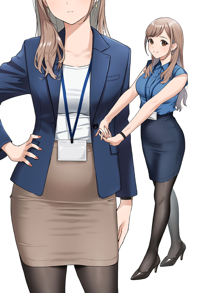 This is a pixiv picture whose title is 先輩のOLさんふたり.