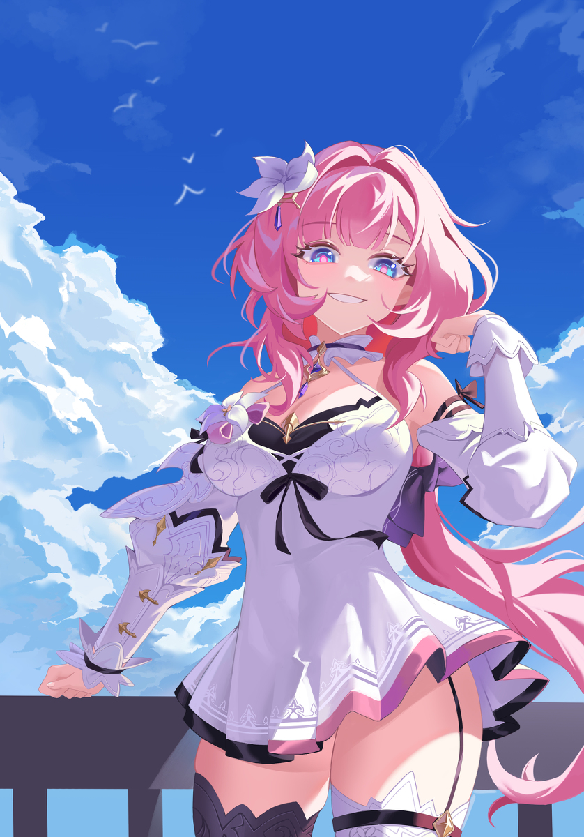 This is a pixiv picture whose title is 【爱莉希雅】青空与你.