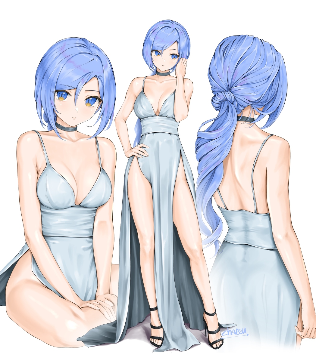 This is a pixiv picture whose title is thigh split dress.