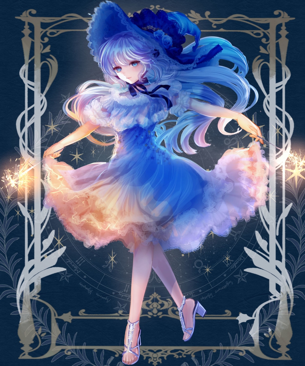 This is a pixiv picture whose title is 夏の花火魔女(全身版).