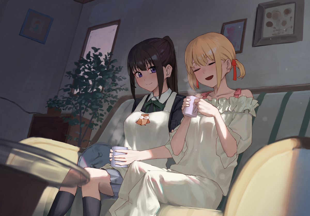 This is a pixiv picture whose title is ふたりの朝.