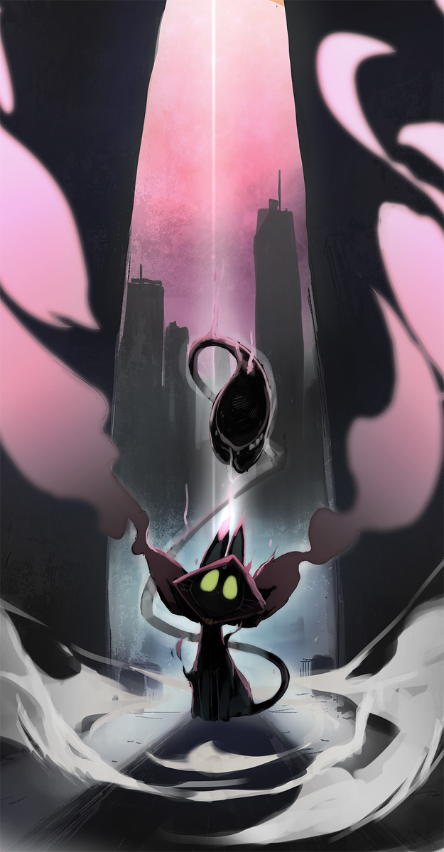 This is a pixiv picture whose title is 【強化人類アムネロ】猫のような何か【ミクロ】.