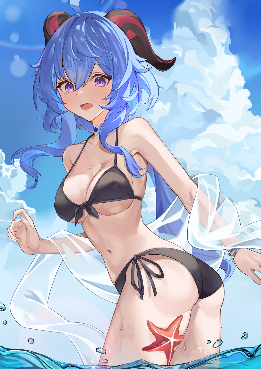 This is a pixiv picture whose title is 水着甘雨.