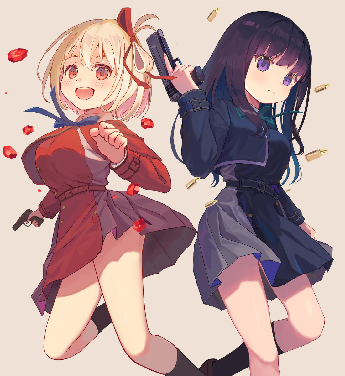 This is a pixiv picture whose title is リコリス・リコイル.