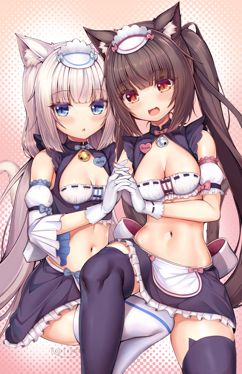 This is a pixiv picture whose title is ショコバニ | Chocola and Vanilla.