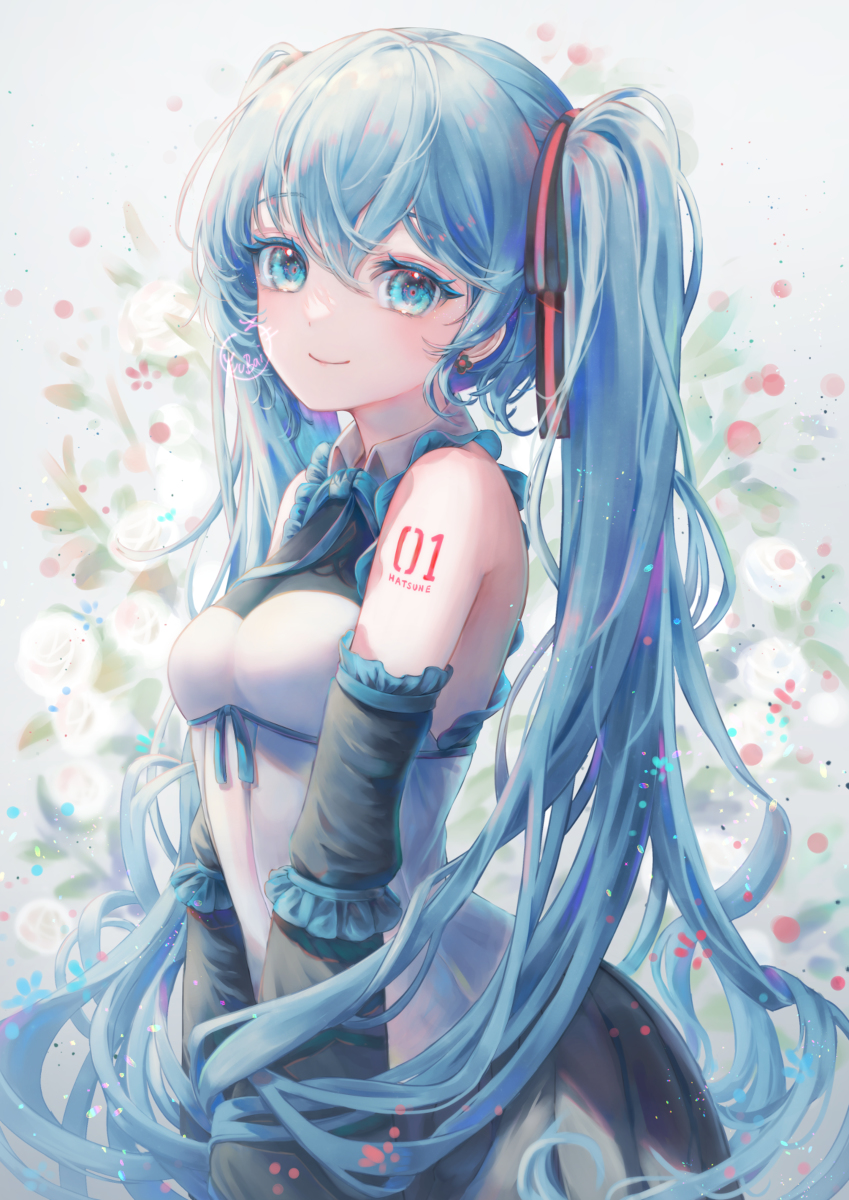 This is a pixiv picture whose title is 電子の歌姫.