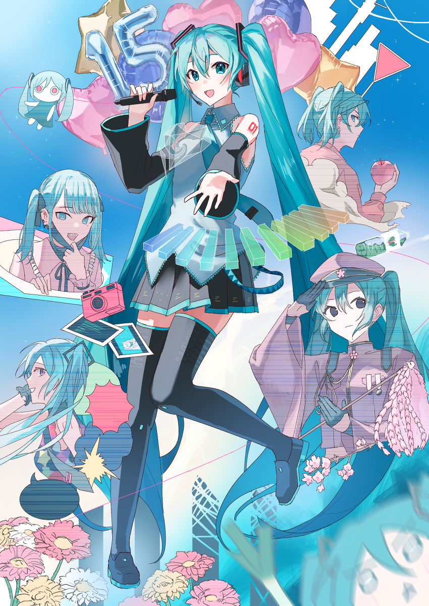 This is a pixiv picture whose title is 初音ミク15周年.