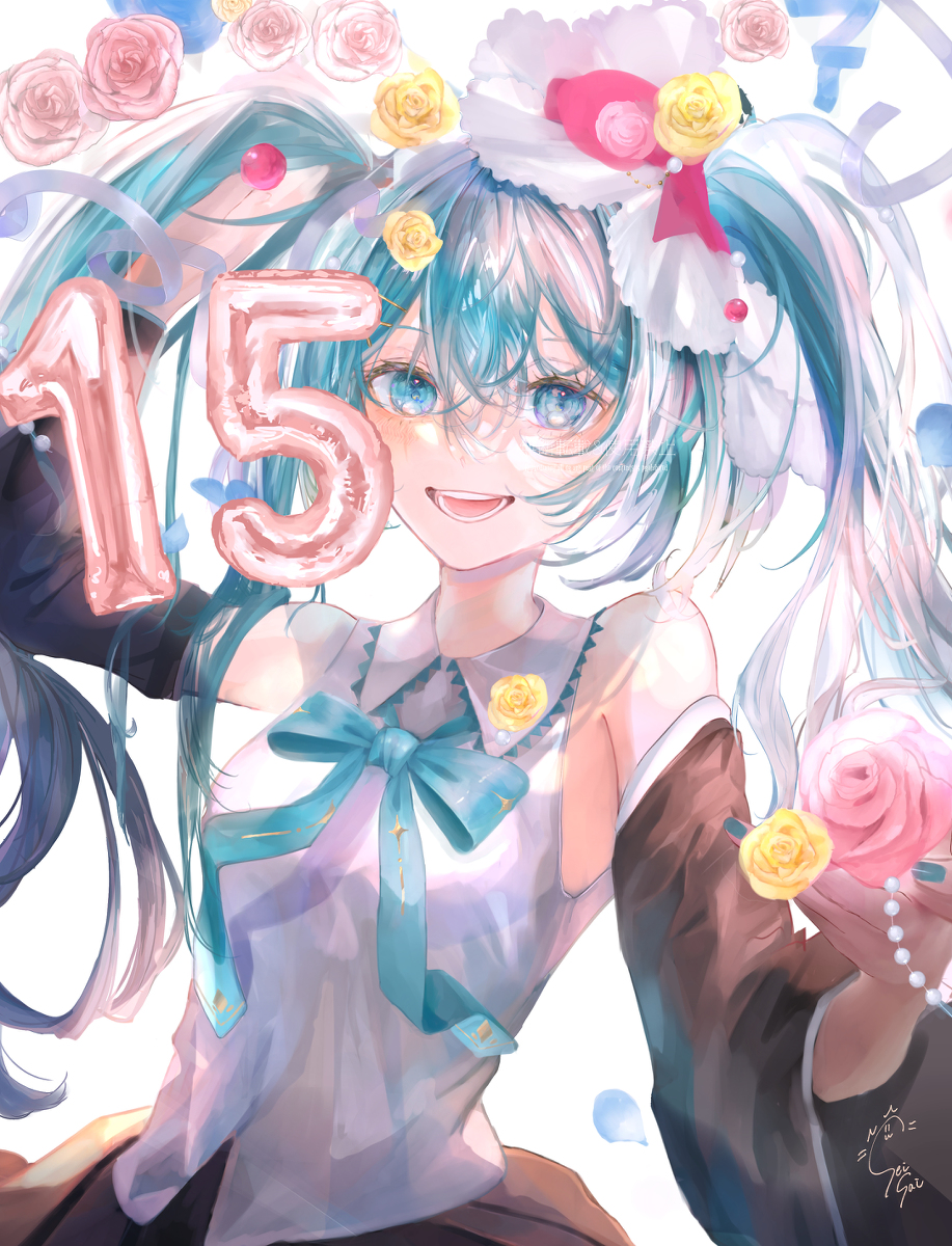 This is a pixiv picture whose title is Happy birthday Miku 15th.