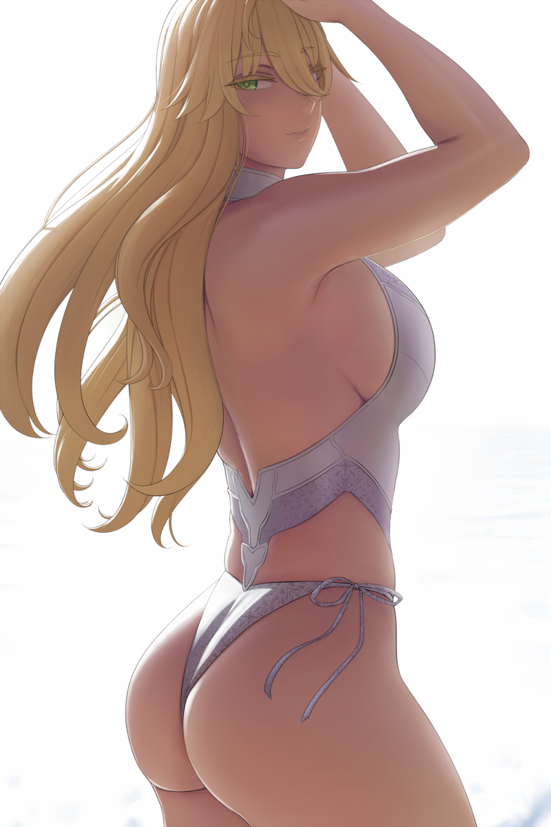 This is a pixiv picture whose title is Swimsuit Artoria.