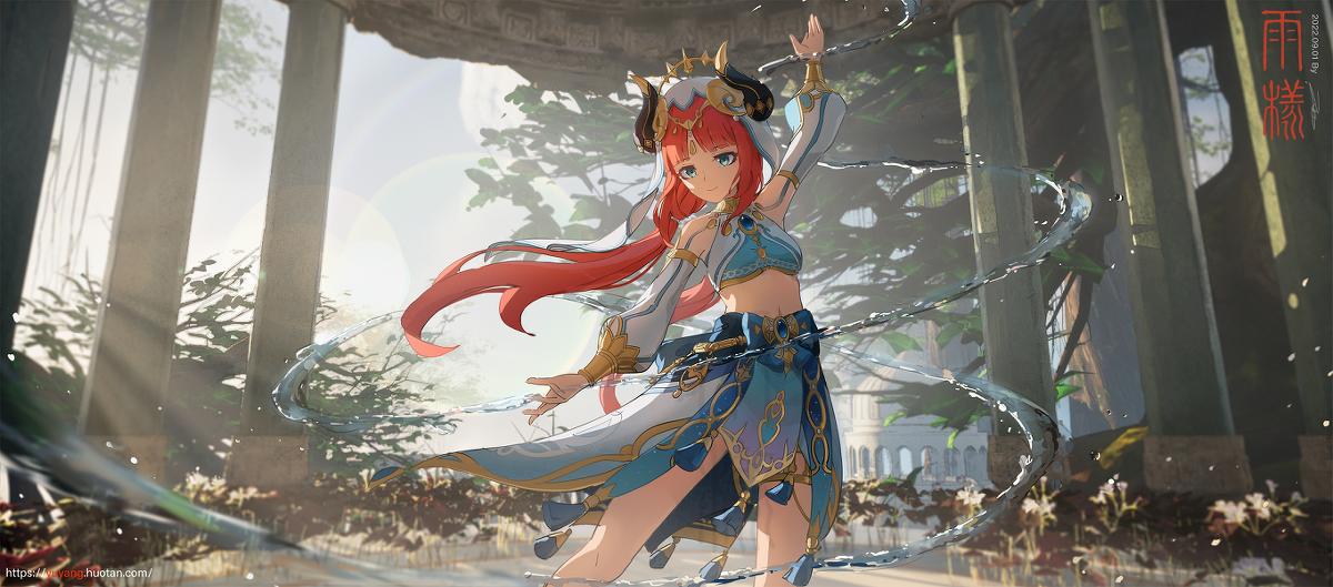 This is a pixiv picture whose title is 妮露《花神之舞》（修正版）.