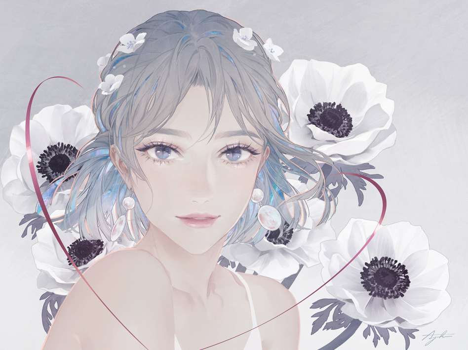 This is a pixiv picture whose title is White anemone.