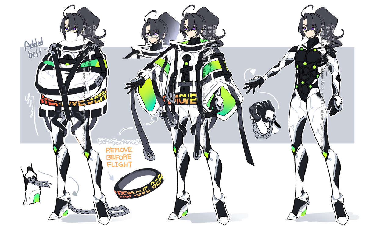 This is a pixiv picture whose title is 【skeb】SF囚人拘束衣ぽいやつ【衣装デザイン】.