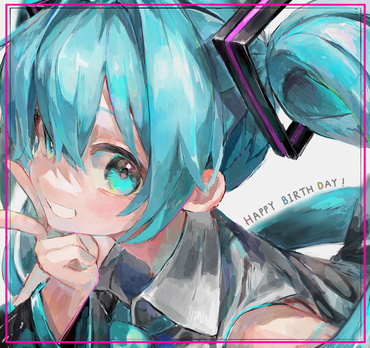 This is a pixiv picture whose title is ミク誕！.