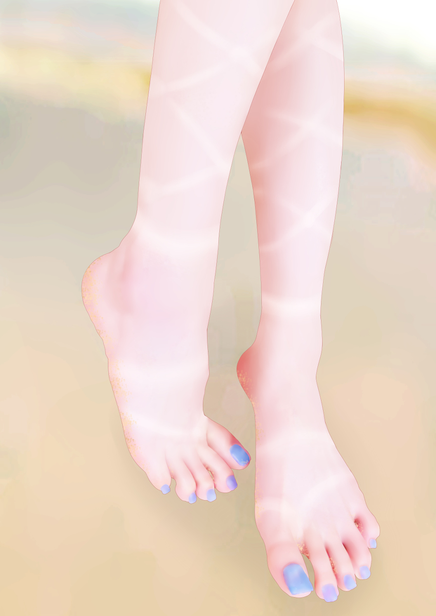 This is a pixiv picture whose title is 妮露脱掉鞋子的脚脚~/靴を脱ぐたネル生足.