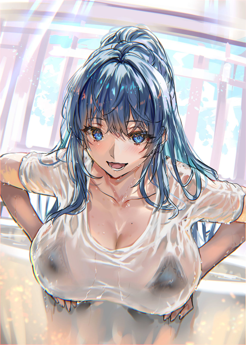 This is a pixiv picture whose title is シャツ透け黒ビキニ.