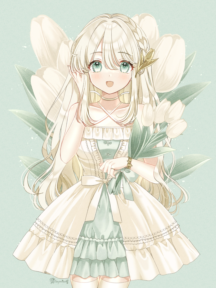 This is a pixiv picture whose title is White tulip𖤣𖥧𖥣.