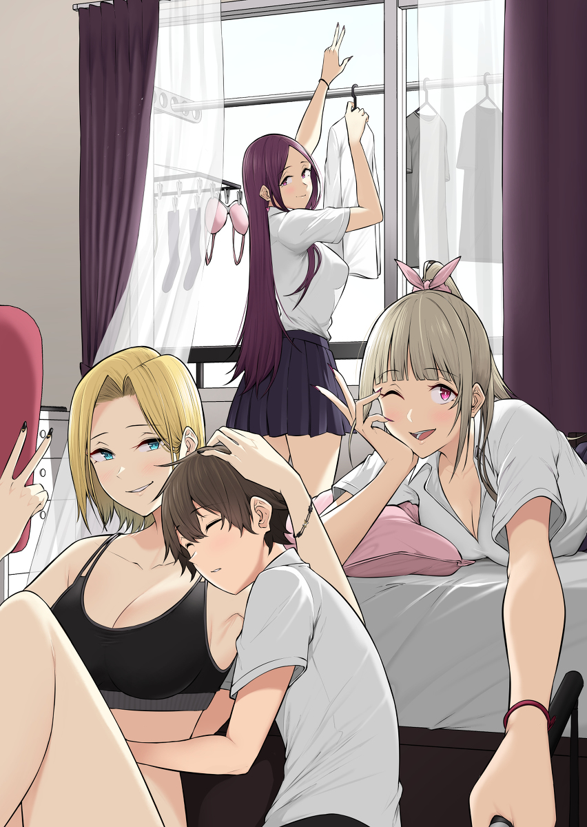 This is a pixiv picture whose title is 今泉くんの知らない間に集合写真を撮るギャルズ.