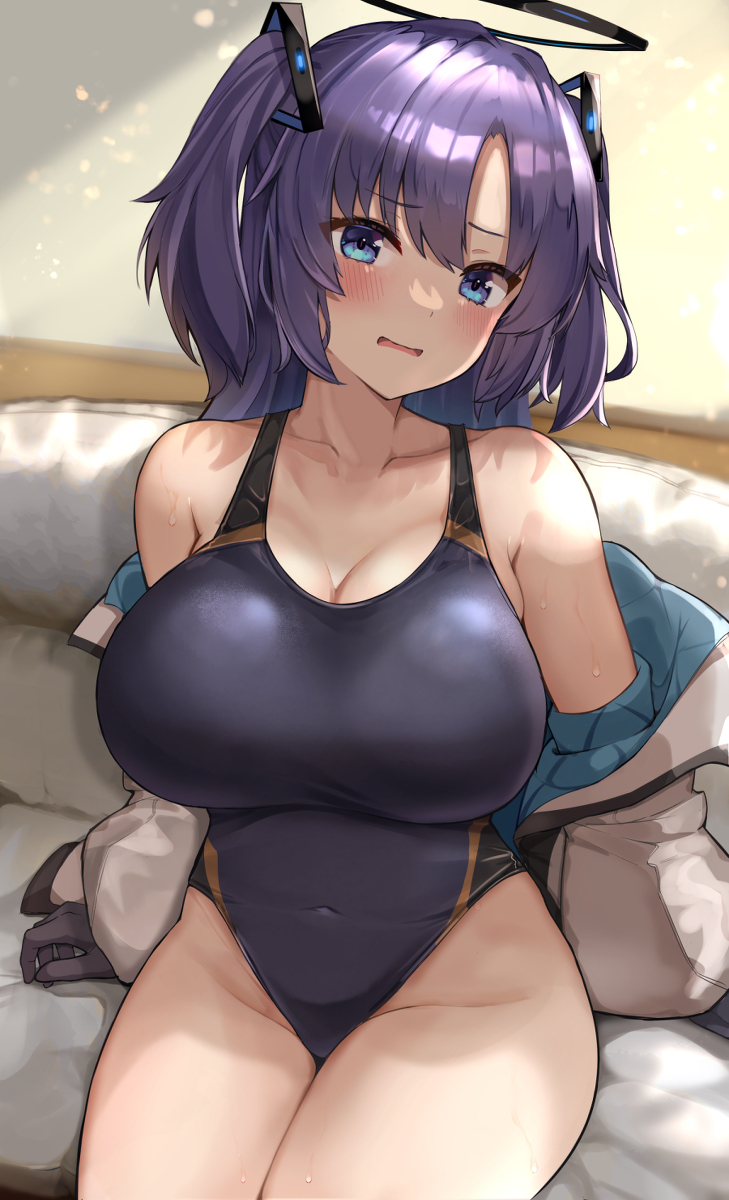 This is a pixiv picture whose title is 競泳水着ユウカ♥.