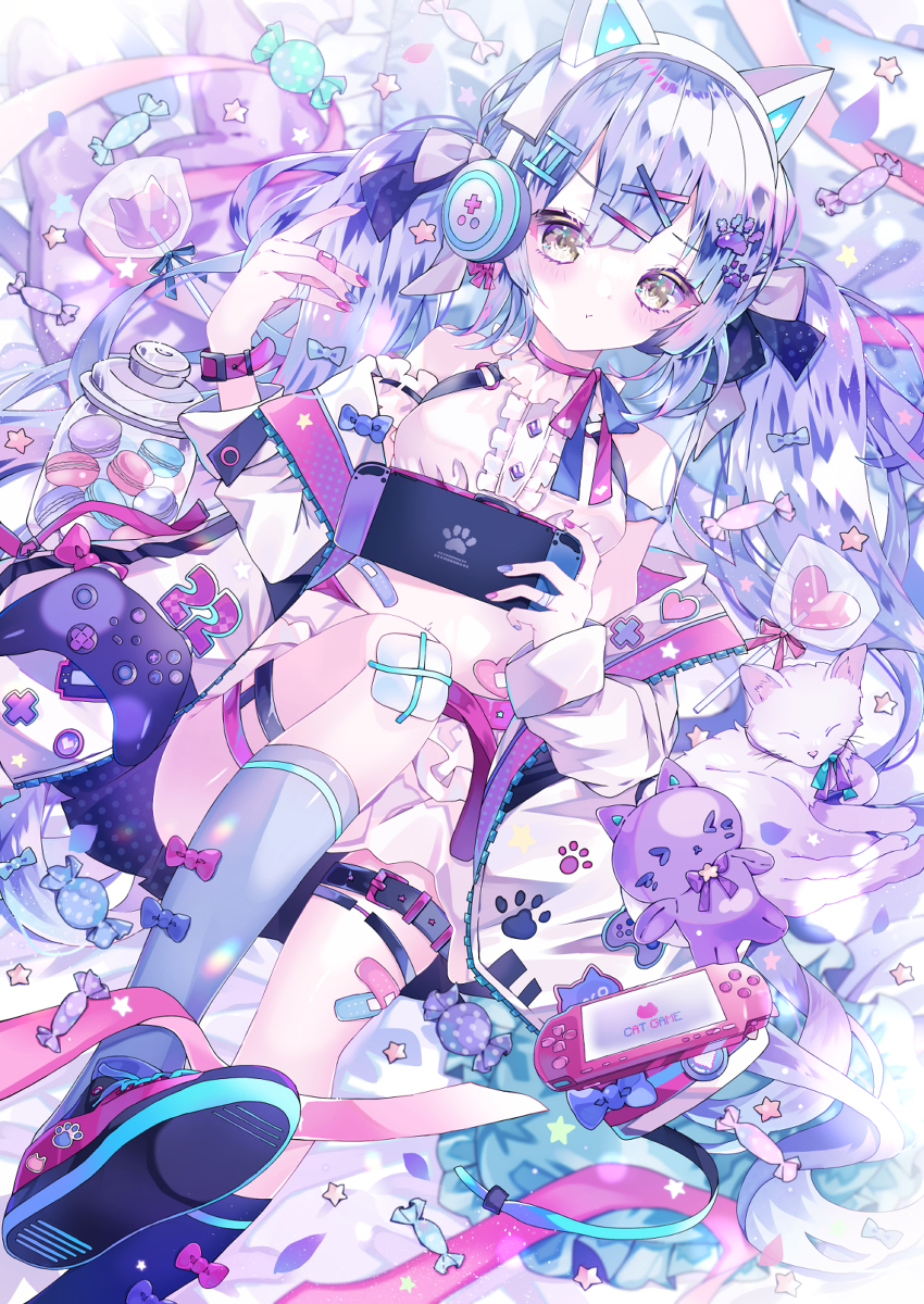 This is a pixiv picture whose title is ゲーマーツインテちゃん🎮💜💙.