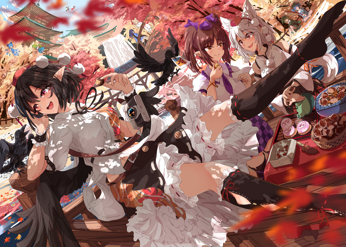 This is a pixiv picture whose title is 『文々。新聞友の会』カレンダーイラスト10月.