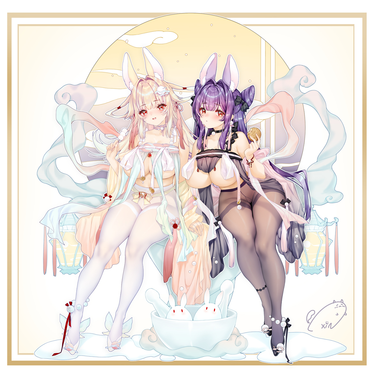 This is a pixiv picture whose title is 月兎.