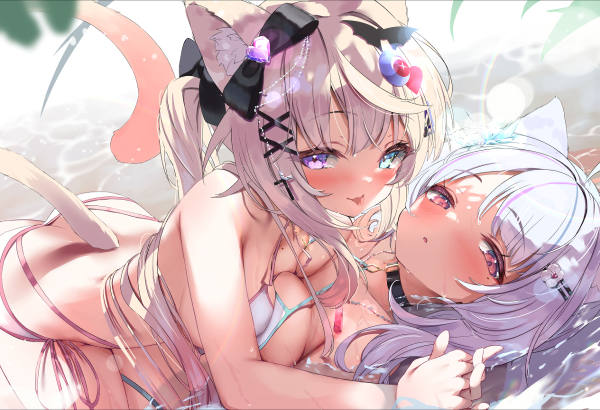 This is a pixiv picture whose title is 水着合わせ.