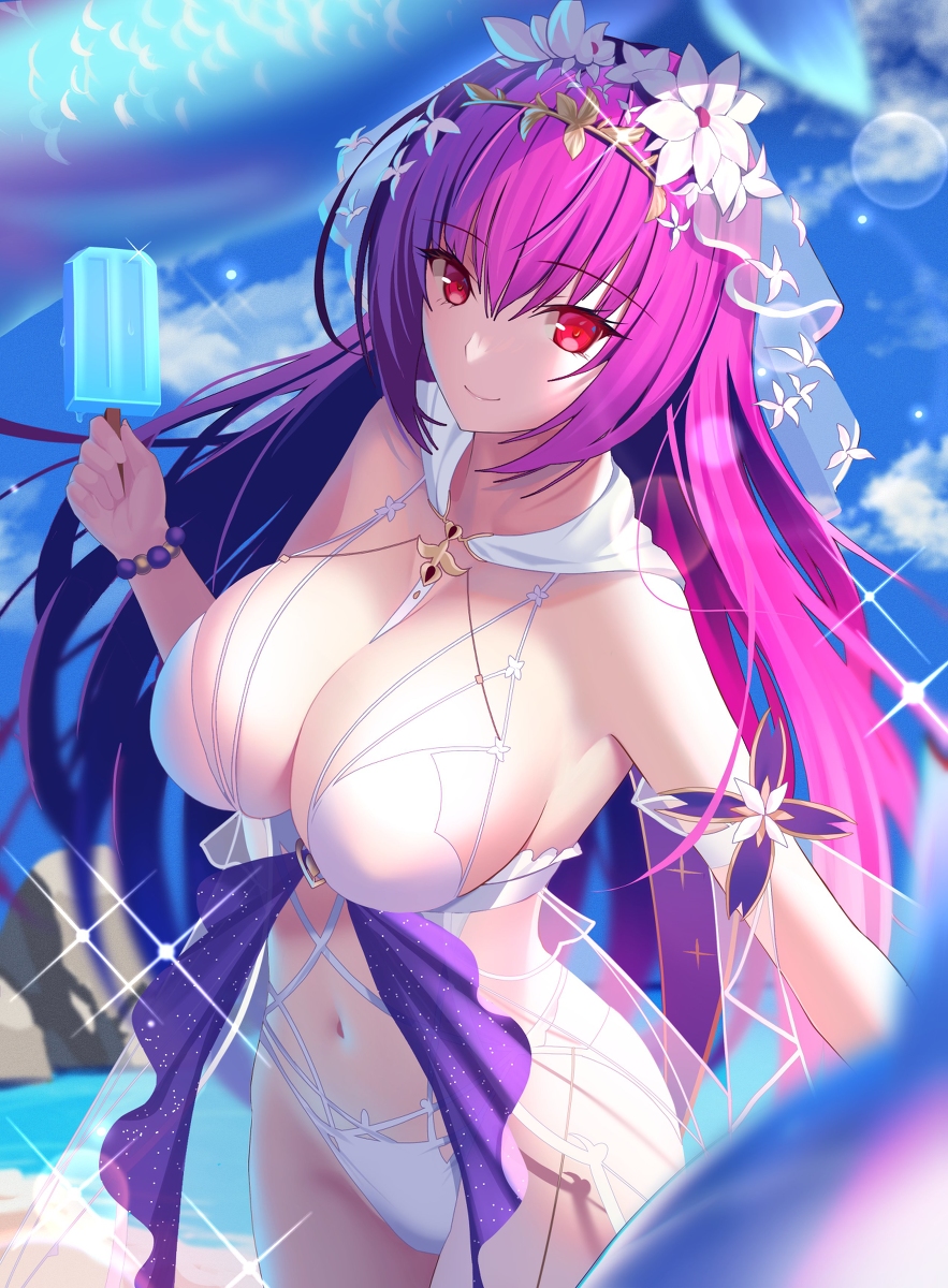 This is a pixiv picture whose title is 水着スカディ様.