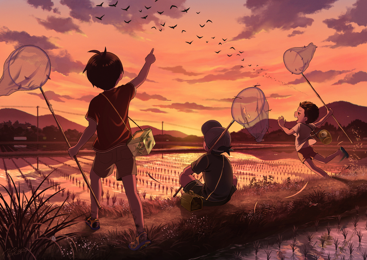 This is a pixiv picture whose title is 夕焼小焼.