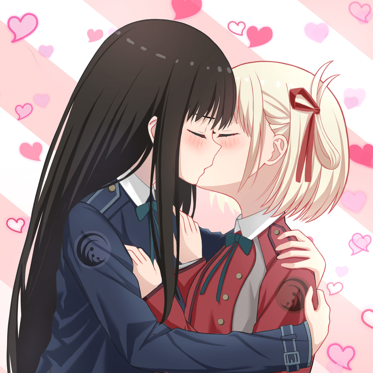 This is a pixiv picture whose title is kiss♡.