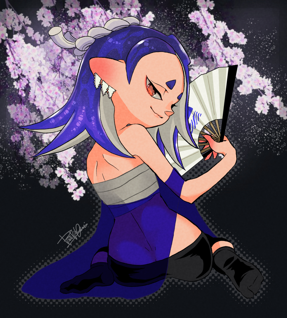 This is a pixiv picture whose title is 夜桜.