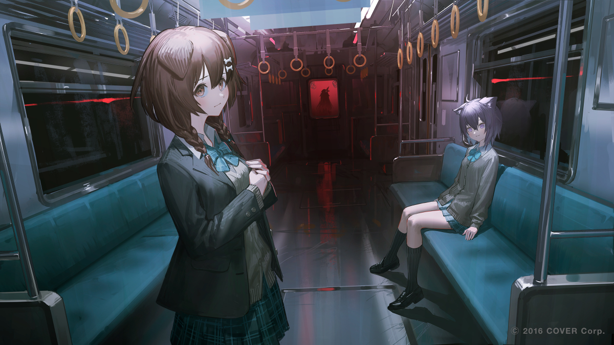 This is a pixiv picture whose title is ホロライブERROR 電車編.