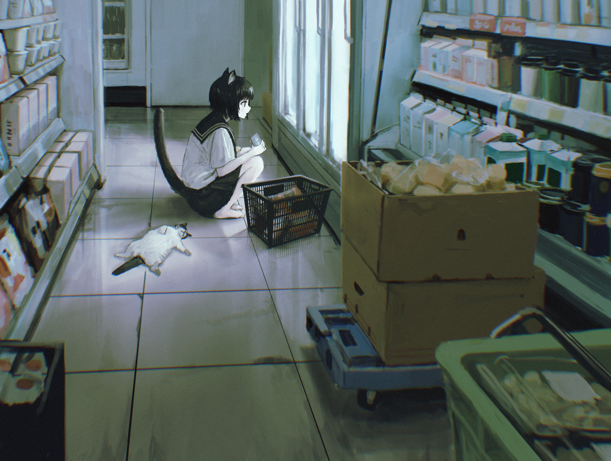 This is a pixiv picture whose title is かいもの.