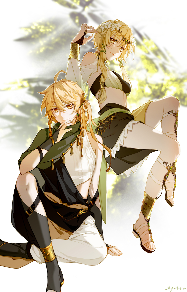 This is a pixiv picture whose title is 兄妹·须弥.
