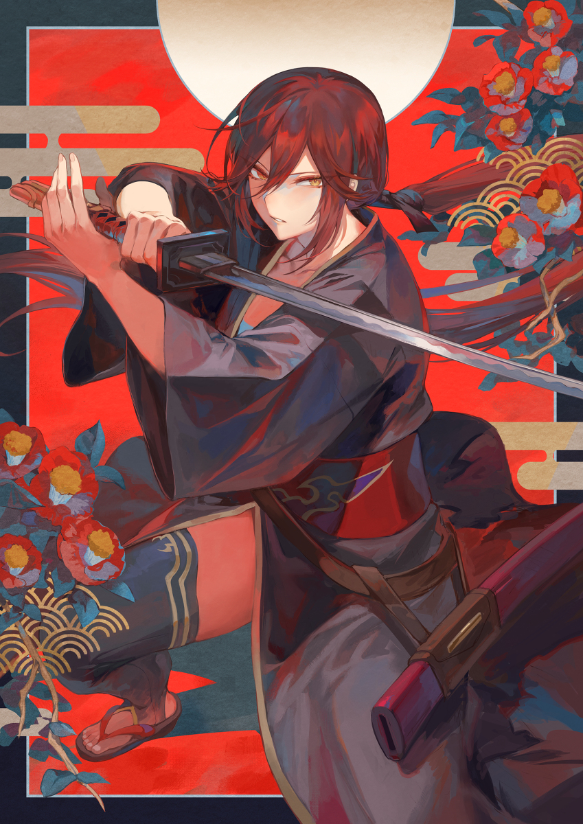 This is a pixiv picture whose title is 戦乙女といくさごと！〜女侍編〜.