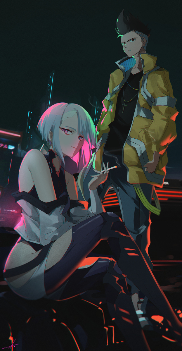 This is a pixiv picture whose title is Cyberpunk.