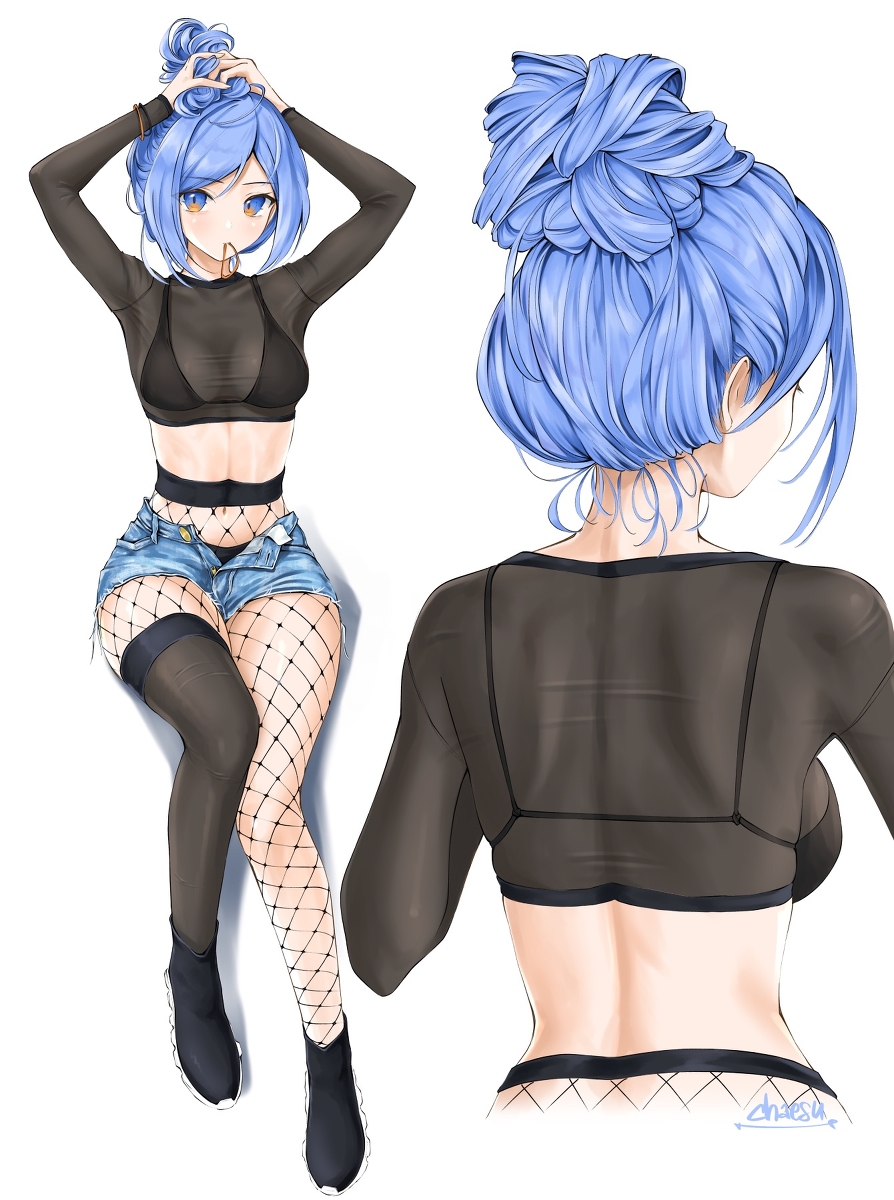 This is a pixiv picture whose title is fishnet outfit.