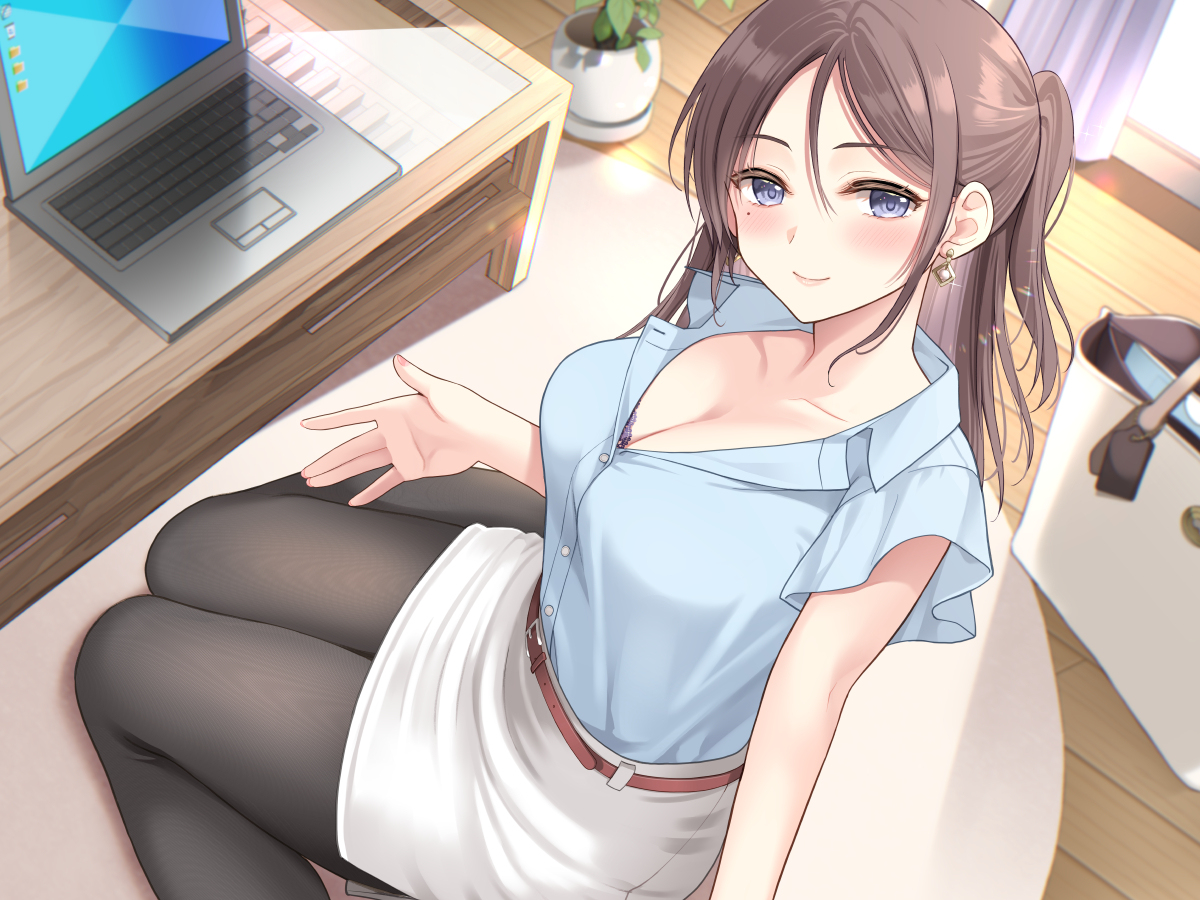 This is a pixiv picture whose title is 会社では先輩、家では彼女。お家でも完全サポート.