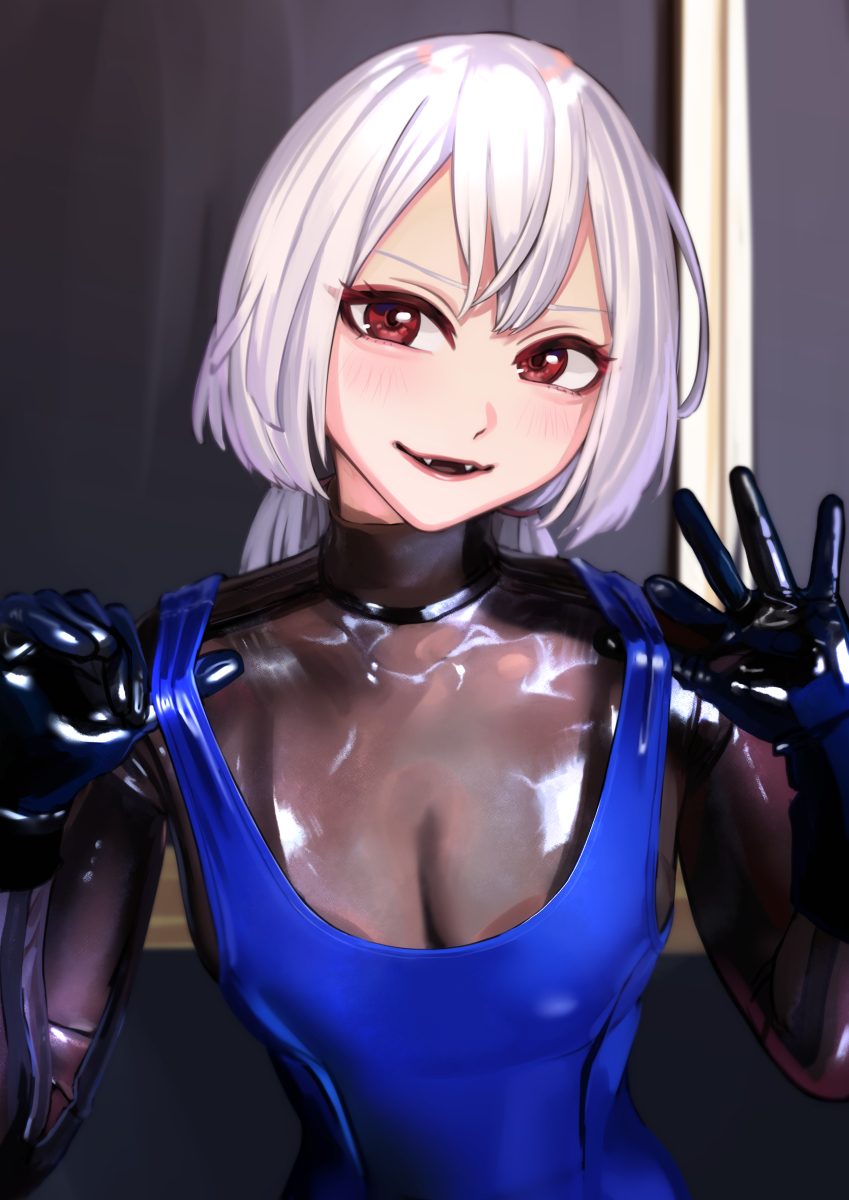 This is a pixiv picture whose title is 最強カワイイラバースク水あくまちゃん.