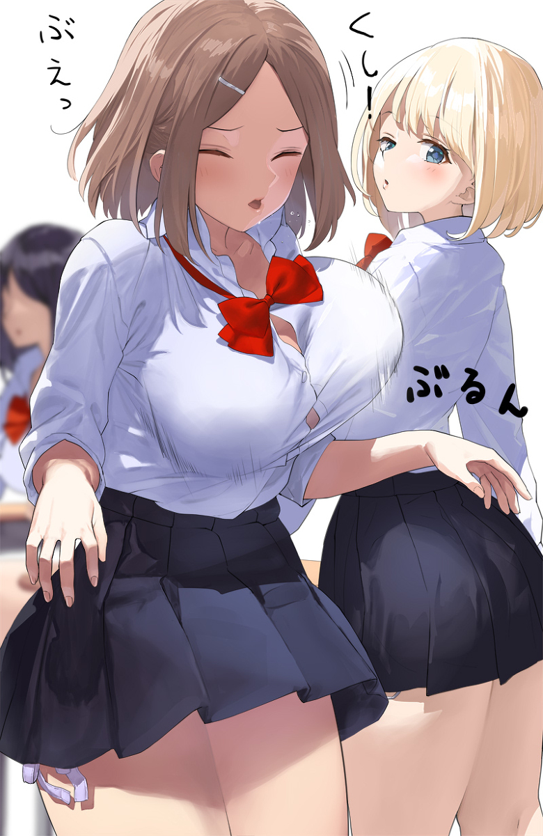 This is a pixiv picture whose title is くしゃみするたびおっぱいが揺れる子.